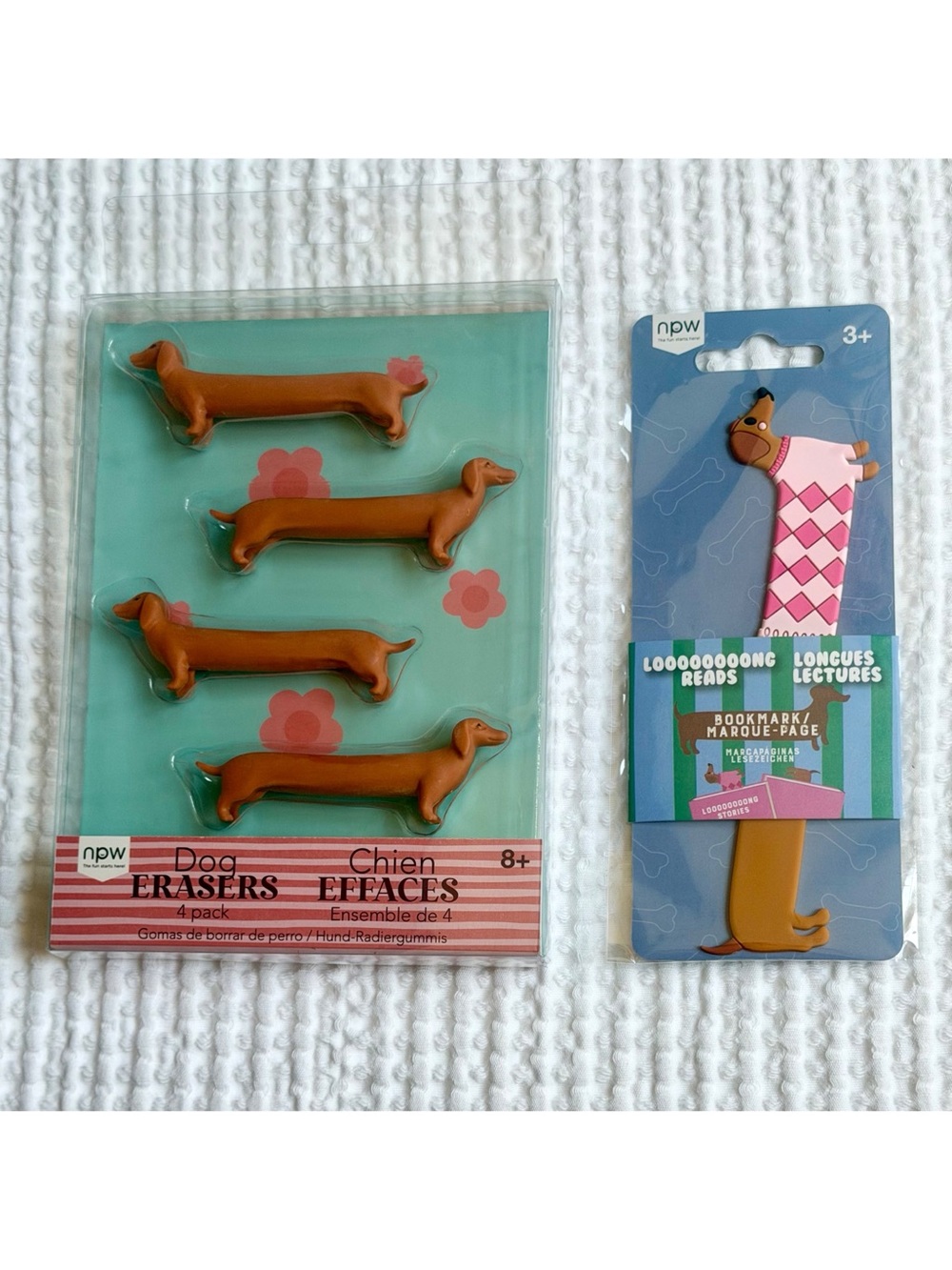 npw Dachshund Eraser & Bookmark Novelty Dog Office Gift Set School Supplies Lot